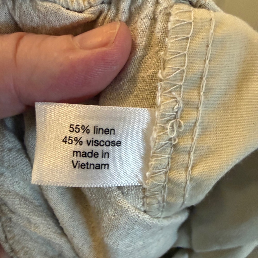Lane‎ Bryant Linen Blend Wide Leg Cropped Pants Oatmeal Beige 18P Petite Coastal - Picture 9 of 13
